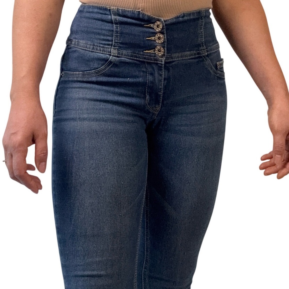 MAZY High Rise Button Fly Skinny Jeans Dark Wash Women's Size 7/8 - Picture 2 of 10